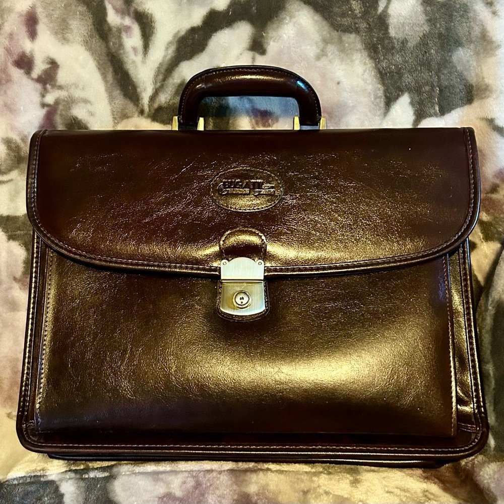 Bugatti Mahogany Leather Briefcase